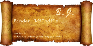 Binder Jónás névjegykártya